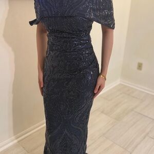 Elegant Navy Sequin Dress